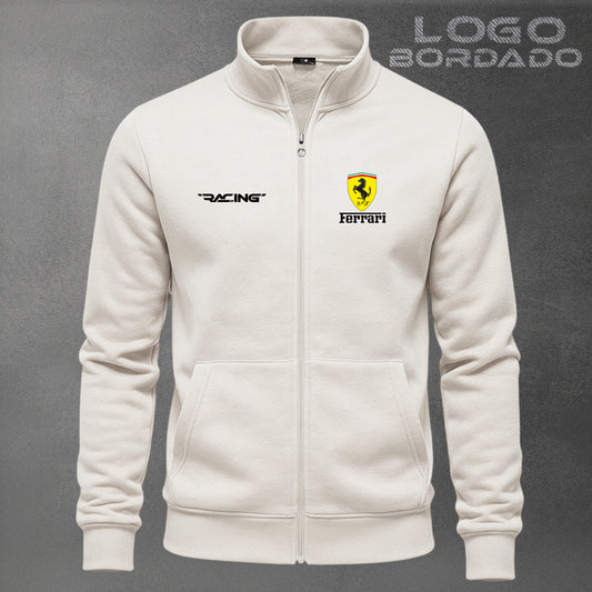 Buzo Ferrari cuello alto bordado con cierre completo / Unisex
