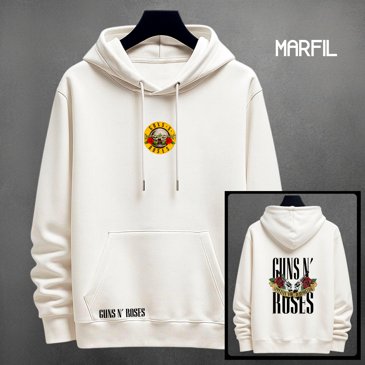 Buzo Guns N' Roses Estampado Unisex Premium – Negro y Marfil